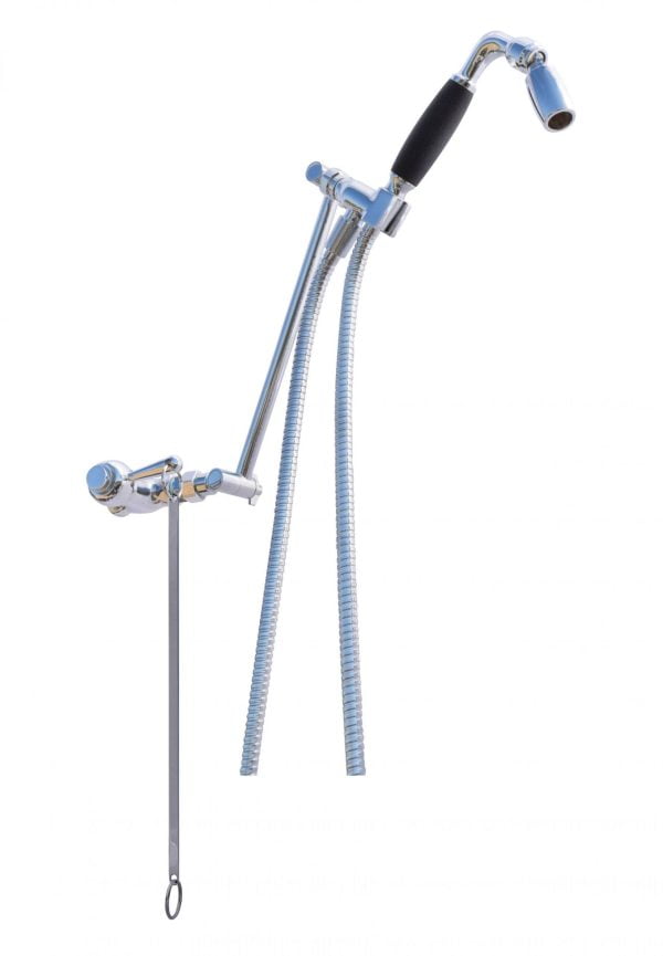 AllMetal Outdoor Handheld Shower Kit with SelfClosing Pull Bar Valve