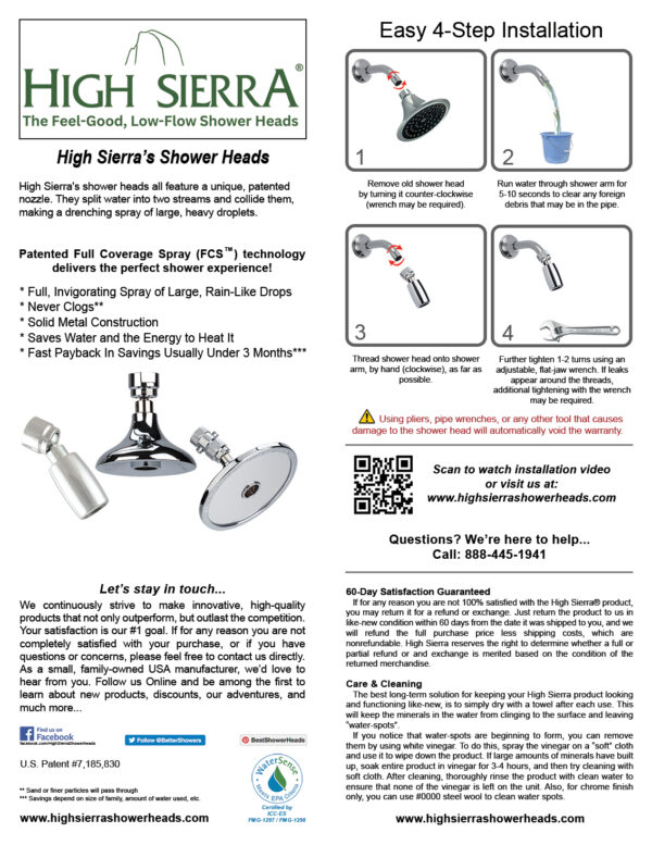 Fixed Shower Head Installation Video High Sierra Showerheads