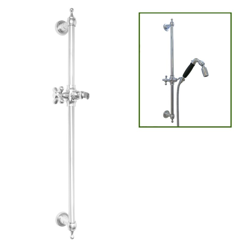 28-Inch Brass ADA Slide Bar with Holder Chrome Finish