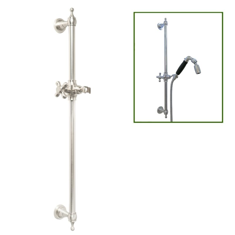 28-Inch Brass ADA Slide Bar with Holder Brushed Nickel Finish