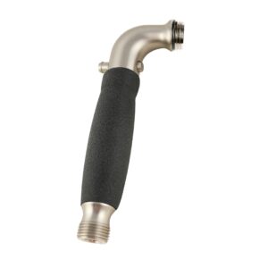 Shower Handle - Brushed Nickel - Black NonSlip Grip - with Trickle Valve