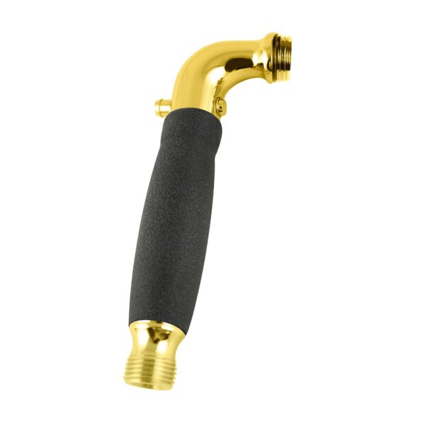 Shower Handle - Polished Brass - Black NonSlip Grip - with Trickle Valve