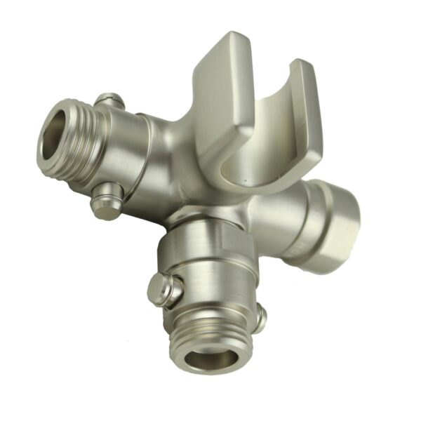 Fixed and Handheld Combo Diverter Valves (4 Way) with Built-in Handheld Holder - Brushed Nickel Finish
