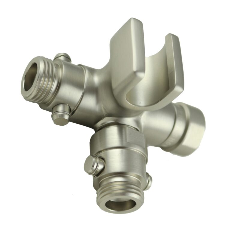 Fixed and Handheld Combo Diverter Valves (4 Way) with Built-in Handheld Holder - Brushed Nickel Finish