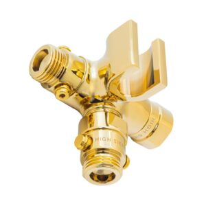 Fixed and Handheld Combo Diverter Valves (4 Way) with Built-in Handheld Holder - Polished Brass Finish