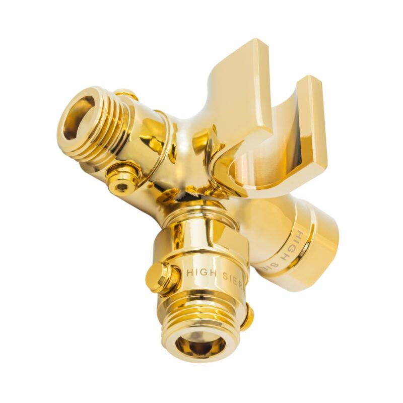 Fixed and Handheld Combo Diverter Valves (4 Way) with Built-in Handheld Holder - Polished Brass Finish