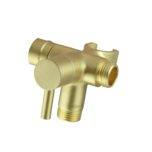 Fixed and Handheld Combo Diverter Valve (3 Way) with Built-in Handheld Holder - Brushed Gold Finish