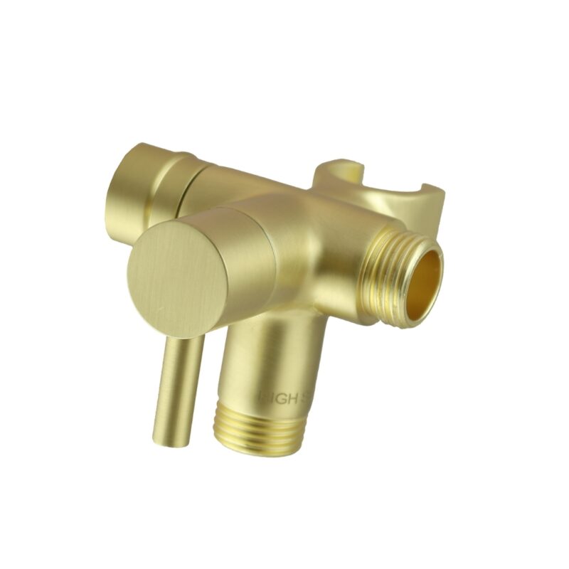 Fixed and Handheld Combo Diverter Valve (3 Way) with Built-in Handheld Holder - Brushed Gold Finish