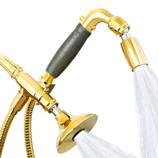 4-Way Combo Kit - Handheld with HALF DOME® Shower Head -  Polished Brass - Forever™ Rubber Grip - with Trickle Valve