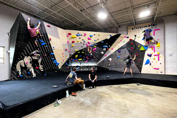 Climbing wall at the Escape Climbing Facility in Little Canada, MN. Photo credit: Escape Climbing, LLC
