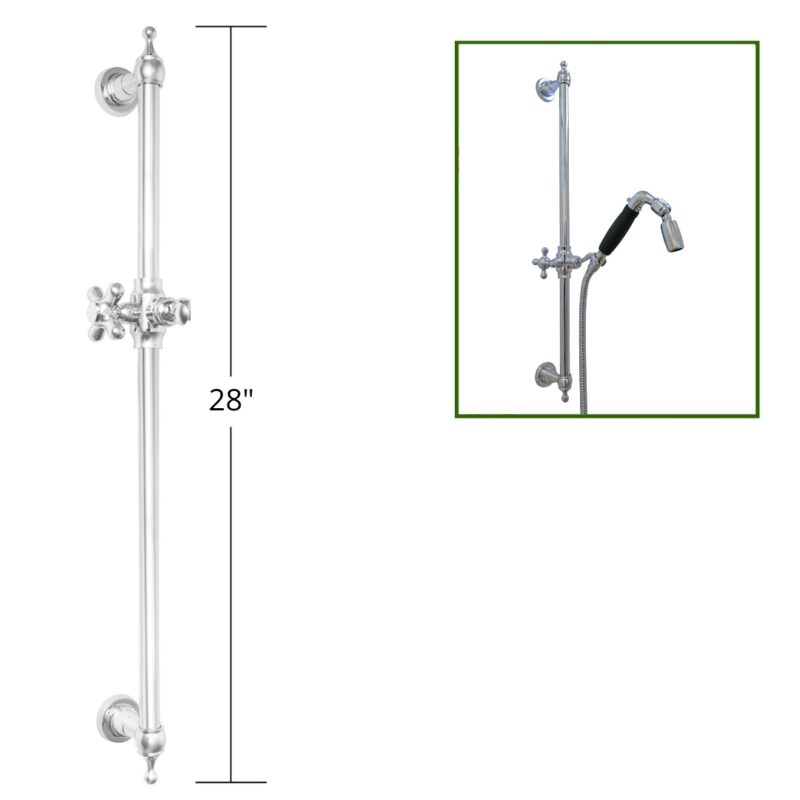 28-Inch Brass ADA Slide Bar with Holder Chrome