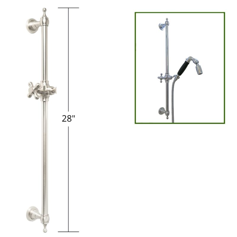 28-Inch Brass ADA Slide Bar with Holder Brushed Nickel